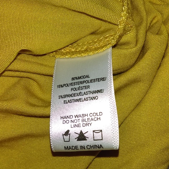 Mustard colored l/s wrap ruffle front blouse - Picture 4 of 5